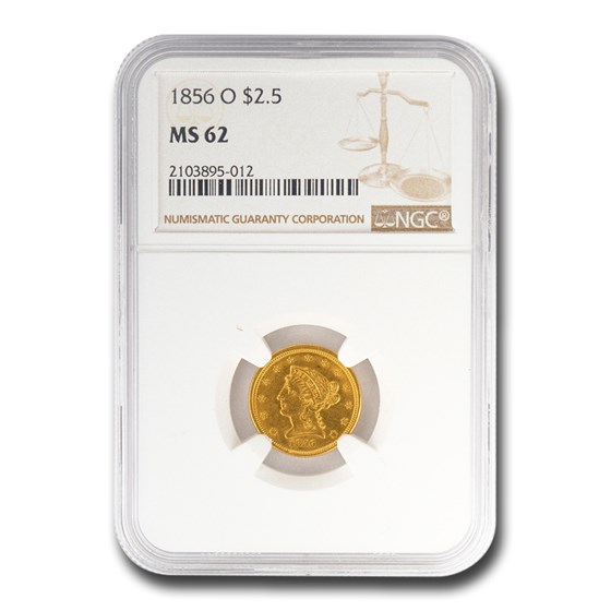 1856-O $2.50 Liberty Gold Quarter Eagle MS-62 NGC 1856-O $2.50 Liberty Gold Quarter Eagle MS-62 NGC